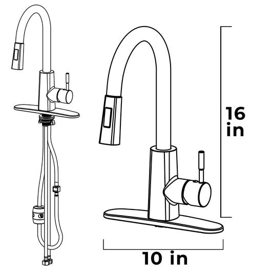 Tehila Chrome Finish High-Arc Pull-Down Faucet