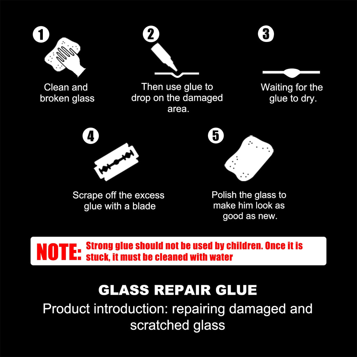 Automotive Glass Repair Adhesive, Windshield Crack Repair Adhesive Repair Adhesive Glass Repair Adhesive