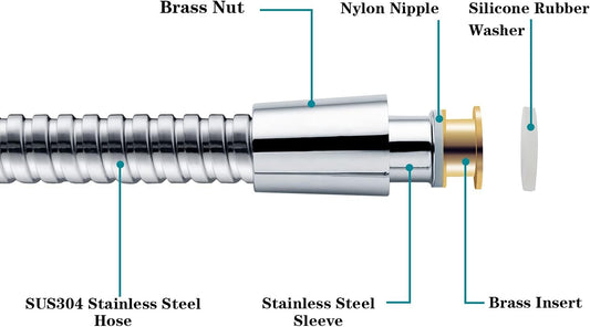 96 Inch Shower Hose for Hand Held Shower Head,Stainless Steel Hose