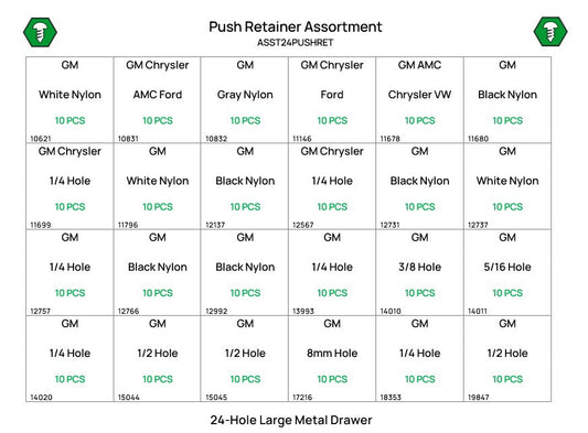 240 Piece Push Retainer Assortment Starter Kit