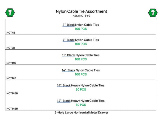 500 Piece Nylon Cable Tie Assortment