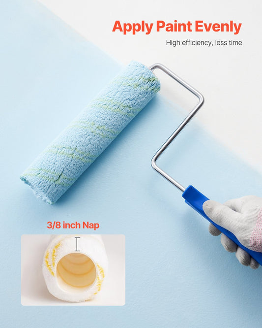 Paint Roller Kit, 19 Piece Paint Roller Set, 4" and 9" Paint Rollers with 3/8" Naps, Paint Roller Frames, Paint Tray, Roller Covers, Paint Kit for Painting Walls, Professional or Home Owners
