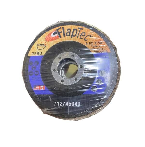 4-1/2 x 7/8in Type 27 Zirconium Curved Flap Wheel 40 Grit