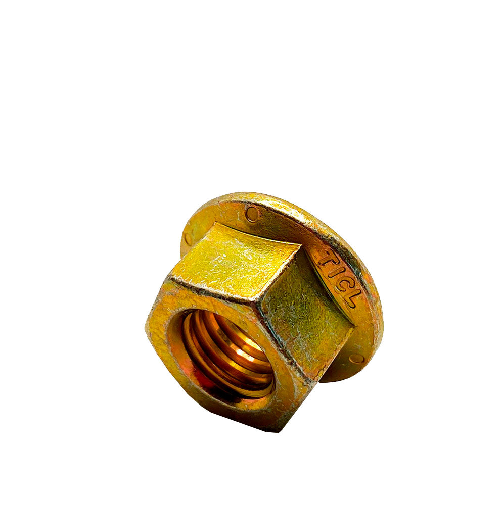 5/8-11in UNC Grade G Flange Locking Nut Yellow Zinc
