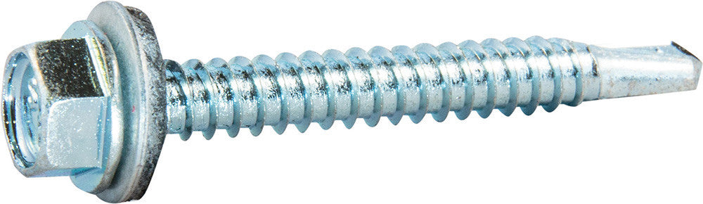 14-14 x 4 Hex Washer Head Self Drilling Screw w/ Neo Washer Zinc Plated