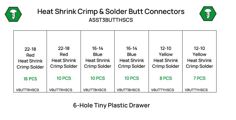 55 Piece Heat Shink Crimp and Solder Butt Connector Assortment Starter Kit
