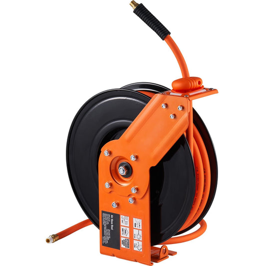 Retractable Air Hose Reel 3/8 IN x 50 FT Hybrid Air Hose Max 300PSI with 5 In Lead