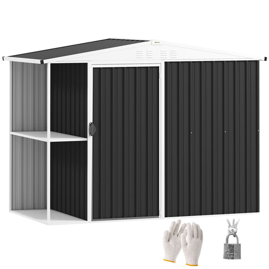 8 x 4ft Outdoor Garden Shed Metal Storage Shed with Air Vents and Lockable Door