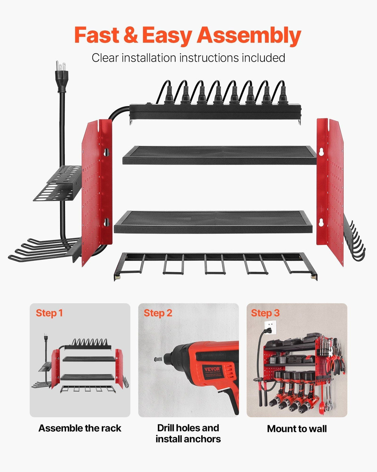 Power Tool Organizer with Charging Station