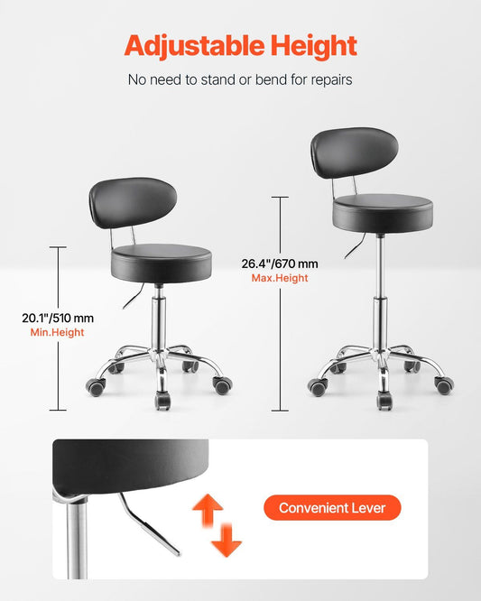 Shop Stool with Backrest 300 lbs Capacity