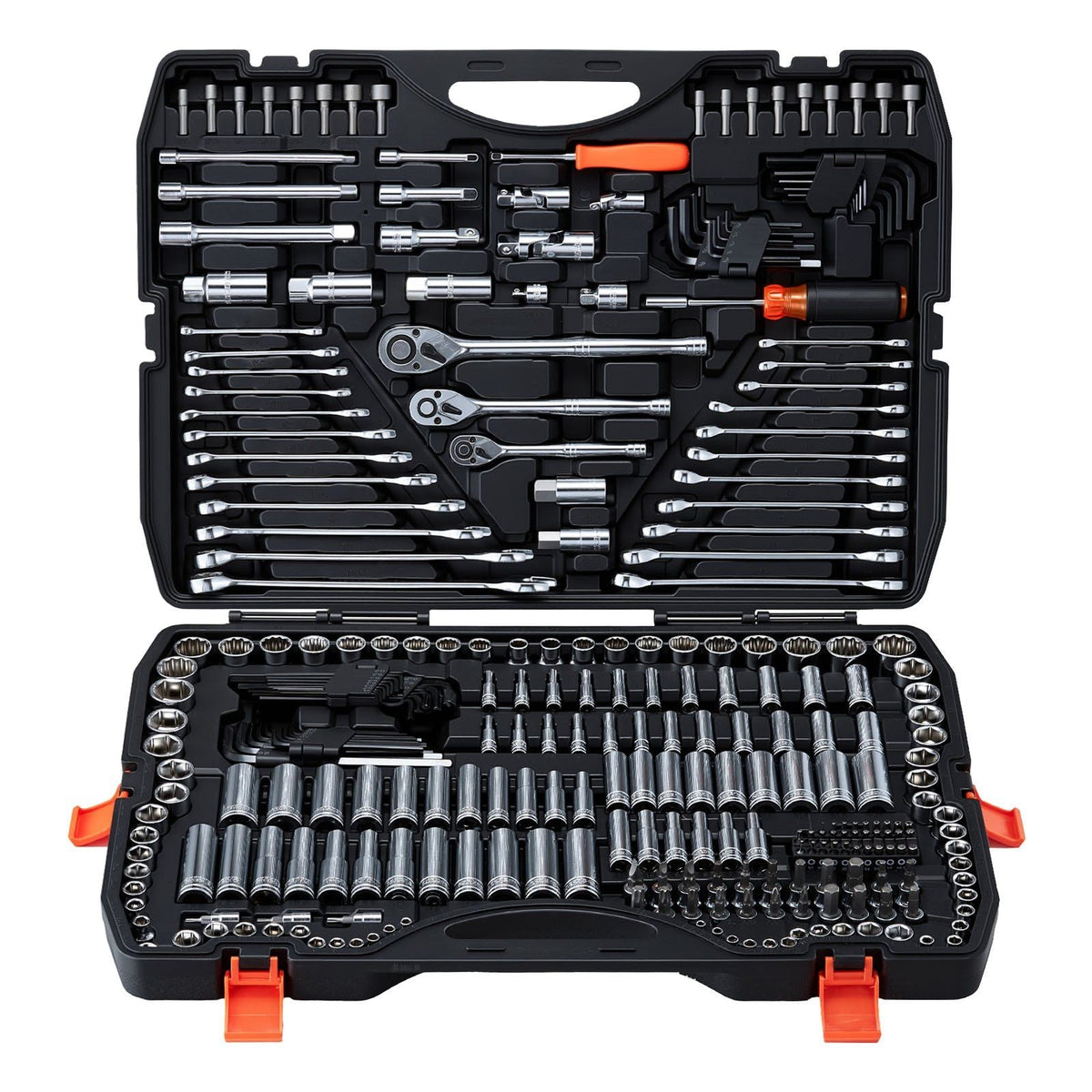 308-Piece Mechanic Tool Kit 1/4 in, 3/8 in, and 1/2 in Drive, SAE and Metric Socket Set