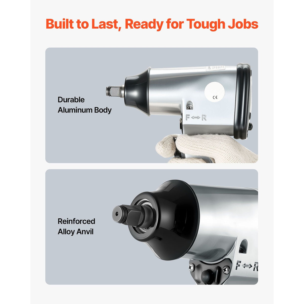 50 Pieces Pro Air Tool and Accessories Kit 1/2" Air Impact Wrench 3/8" Ratchet Wrench 4500BPM Air Hammer