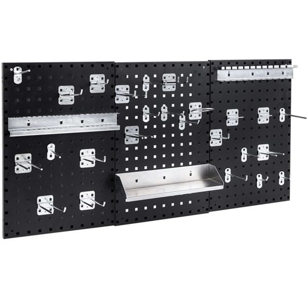 Black Wall-Mounted Pegboard Wall Organizer Kit 4 ft.Metal