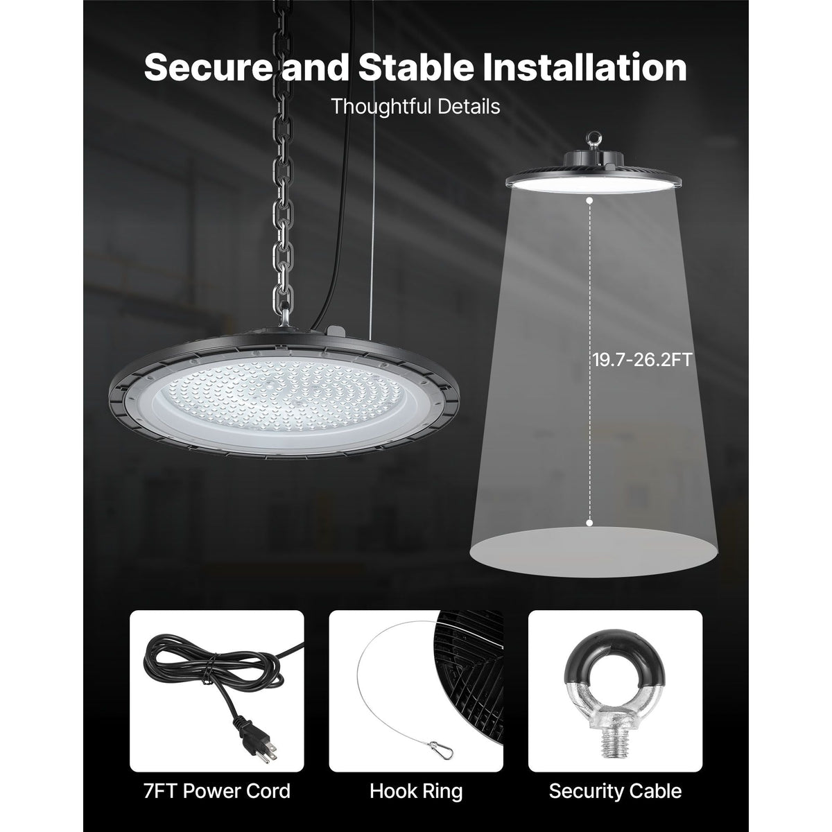 6 Pack LED High Bay Lights 5000K 150W 21000LM Super Bright LED Warehouse Shop Lights