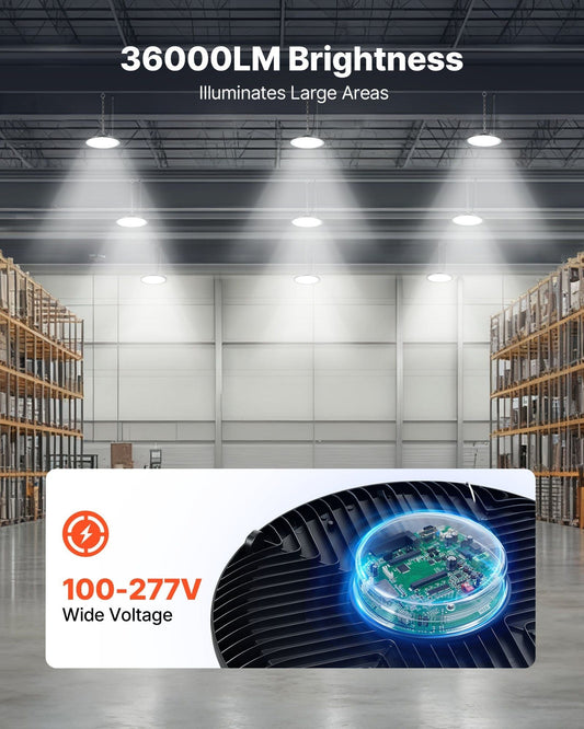 4 Pack LED High Bay Lights 5000K 250W 36000LM Super Bright