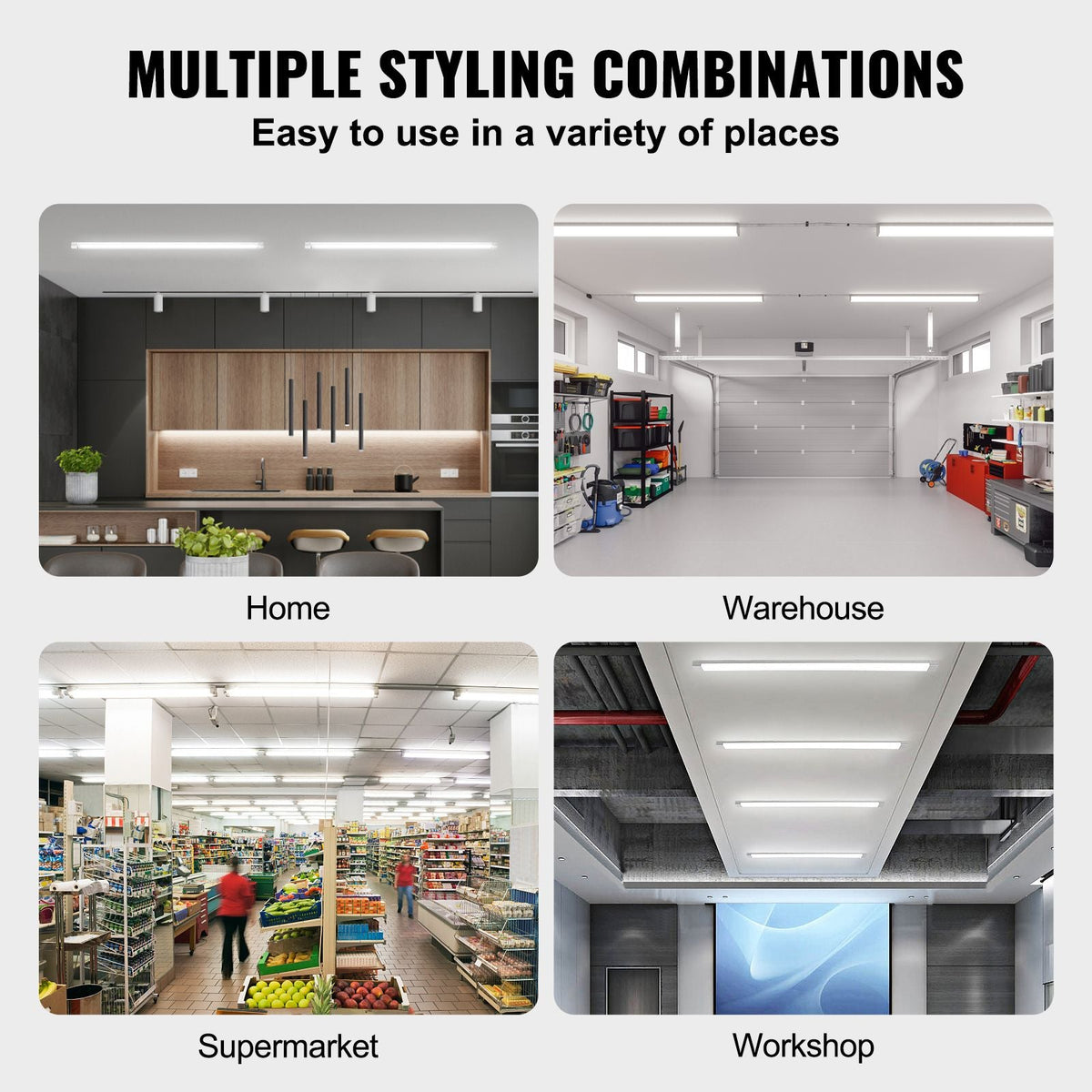10 Pack LED Shop Light 4 FT 40W Linkable Light Fixture 6500 LM 59 in Power Cords with ON/OFF Switch