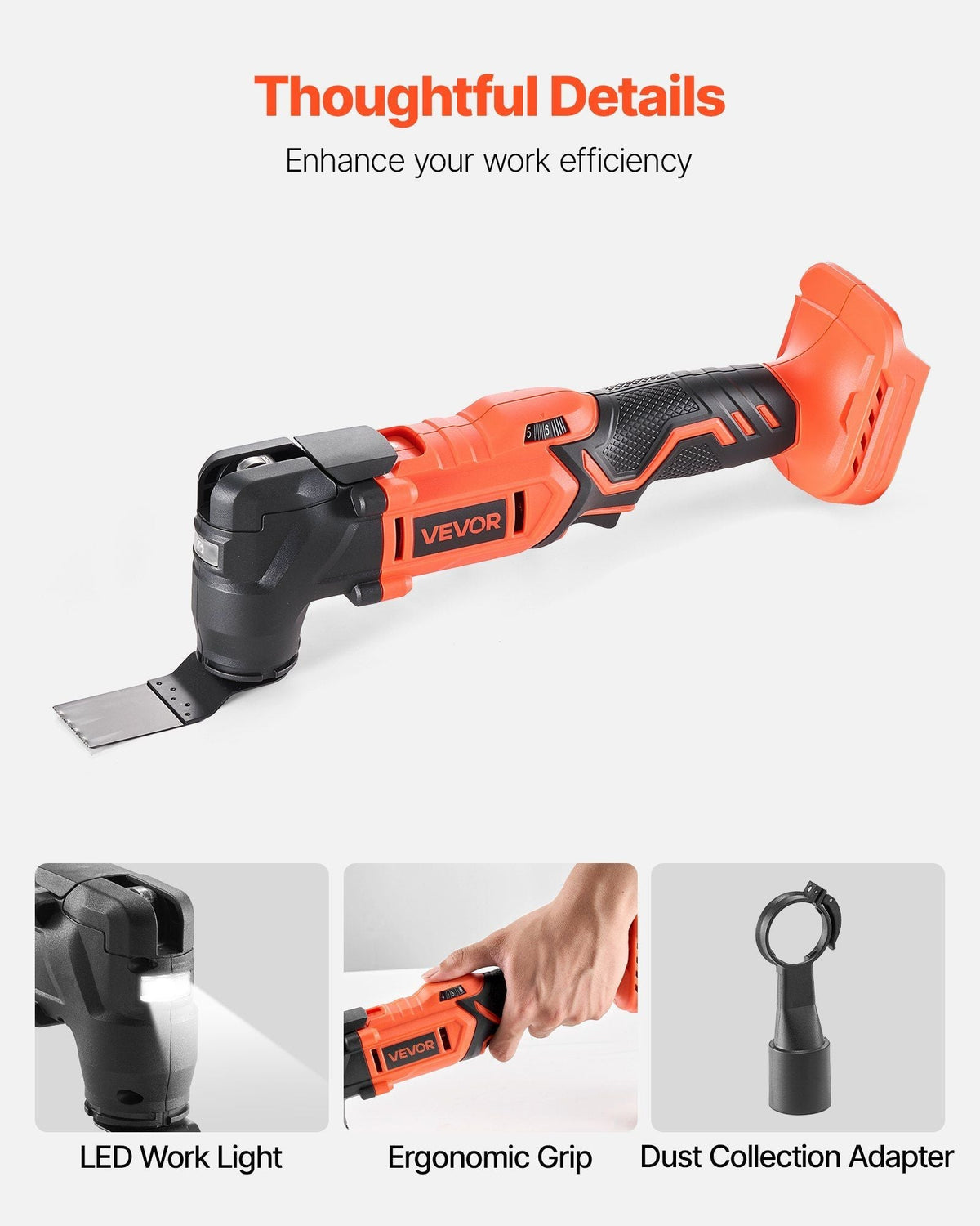 Cordless Oscillating Tool 20V Multitool Oscillating Tool with 6 Variable Speeds
