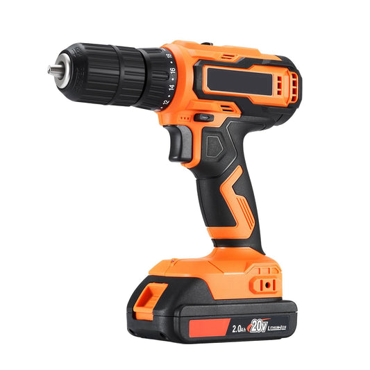 Cordless Drill Driver 1/2 inch Chuck Dual-Speed Variable Drill Driver Kit with Lithium Battery and Charger