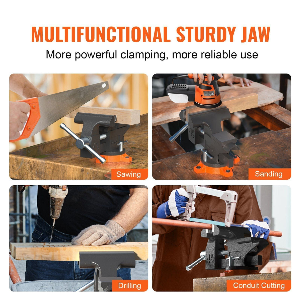 Bench Vise, 4.5-inch Jaw Width Swivel Locking Base