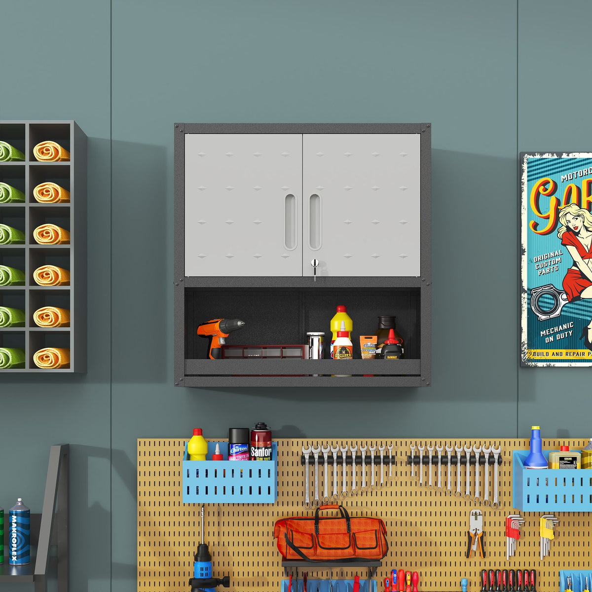 Metal Wall-Mounted Tool Storage Cabinet