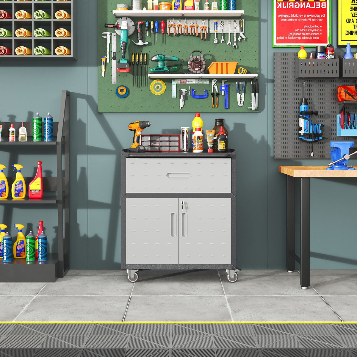 Metal Tool Cabinet for Garage with Wheels