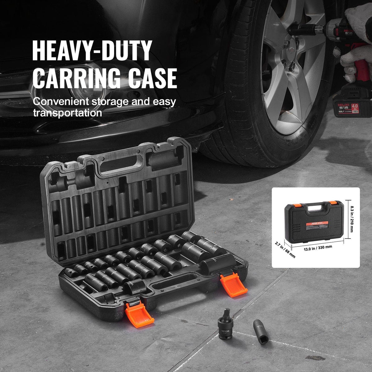 3/8" Drive Impact Socket Set 25 Piece Deep & Shallow Socket Set SAE 5/16" - 1"