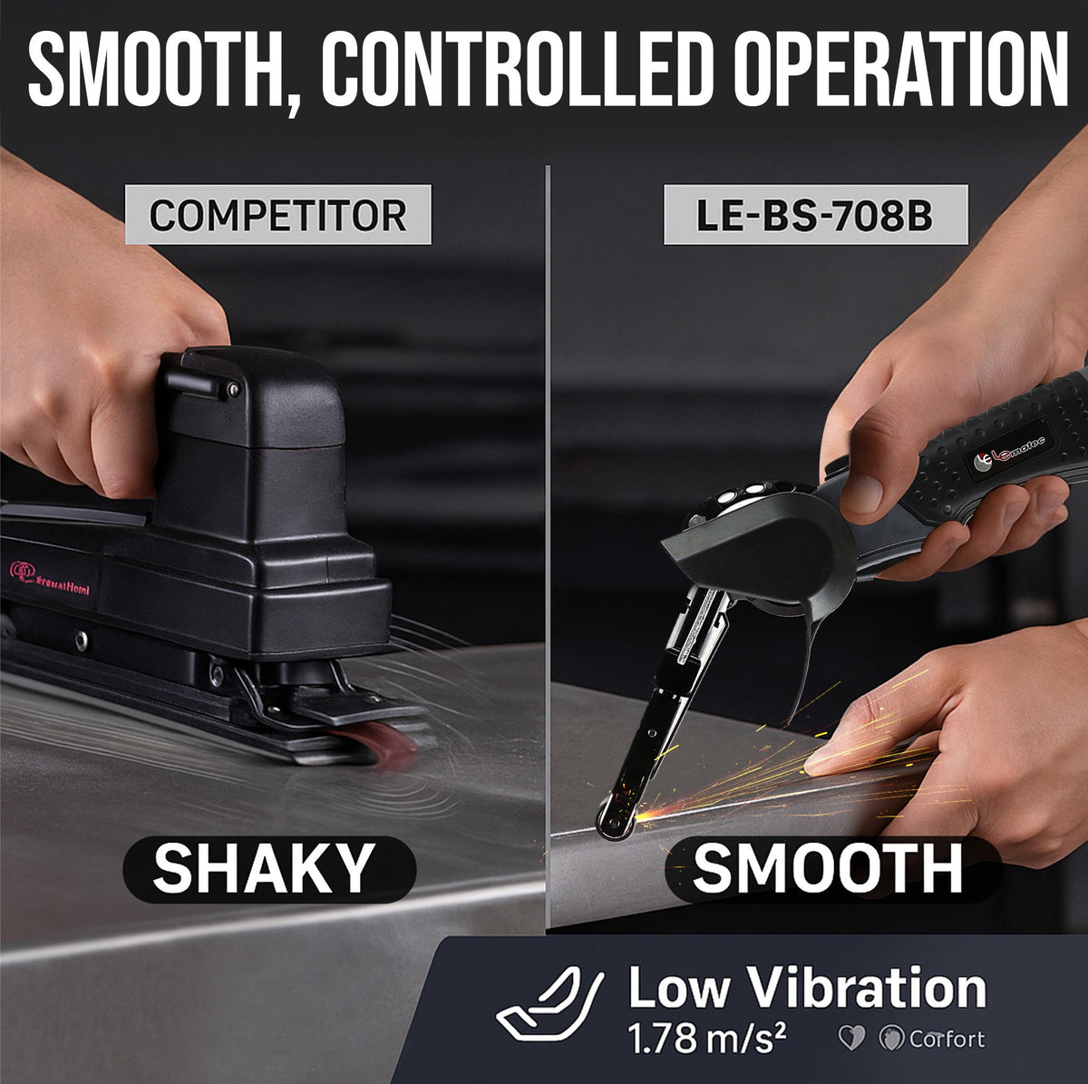 LE-BS-708B Air Belt Sander 3/4" x 20-1/2" – Heavy Duty Grinding
