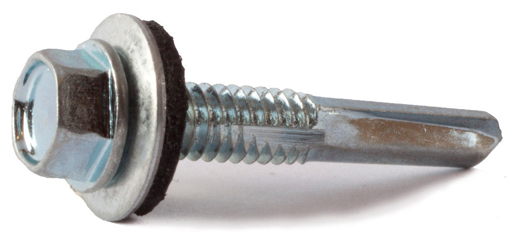 12-24 x 1 1/4 Hex Washer Head Self Drilling Screw TEK 5 w/ Neo Washer Zinc Plated