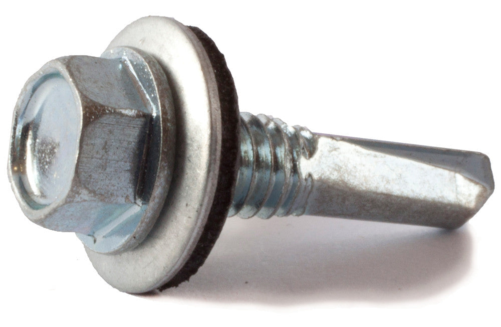 12-24 x 7/8 Hex Washer Head Self Drilling Screw TEK 4 w/ Neo Washer Zinc Plated
