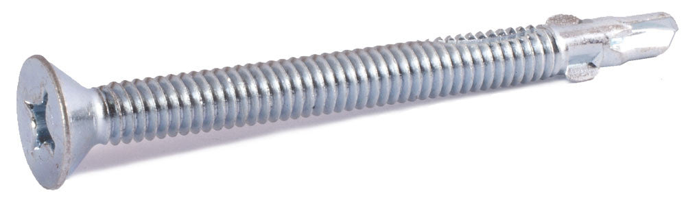 1/4-20 x 3 1/2 Phillips Flat Head Reamer with Wings Zinc Plated
