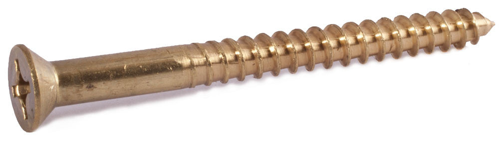 2 x 3/8 Phillips Flat Wood Screw Brass