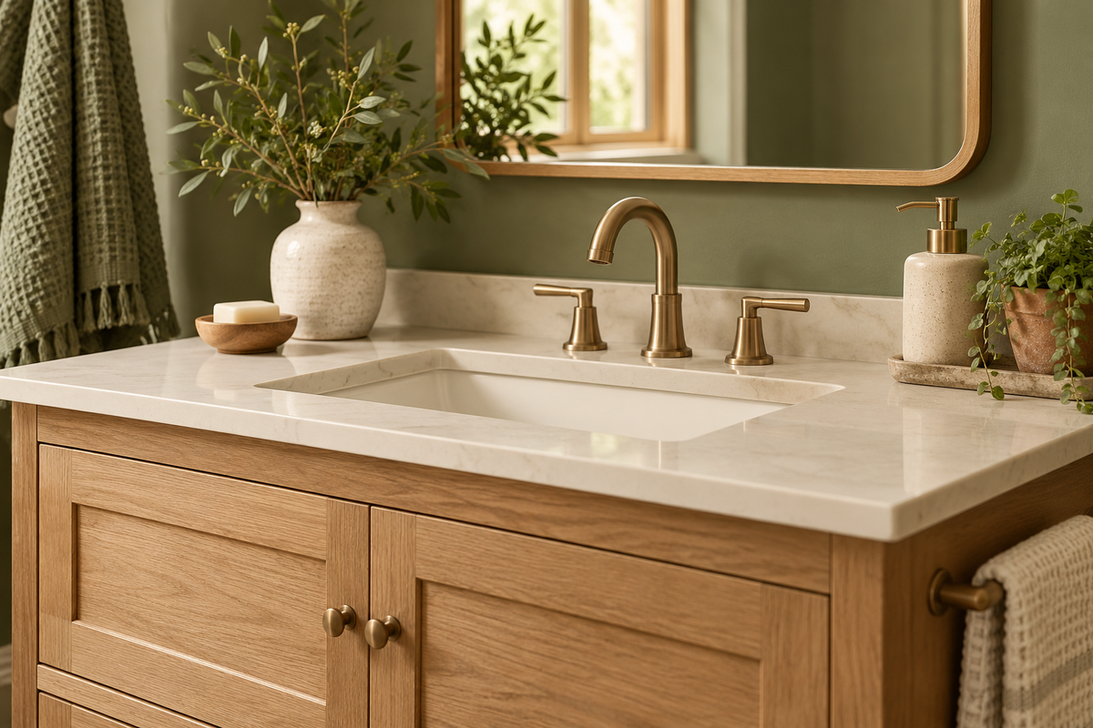 Sinks, Faucets & Vanities — coordinated warm natural DIY category image