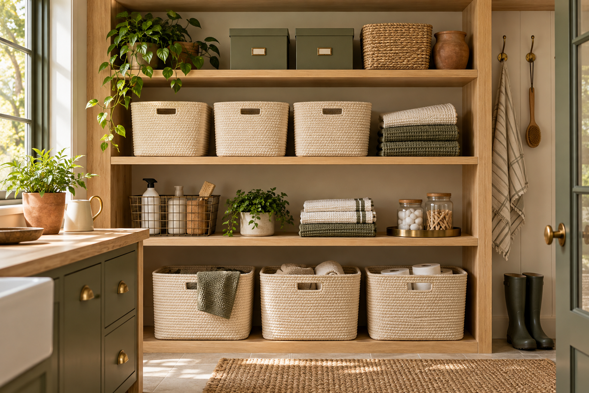 Laundry Room Organization & Accessories — coordinated warm natural DIY category image