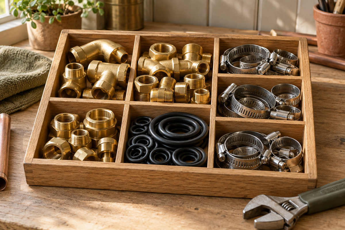 Workbench Fittings, Clamps & Seals — coordinated warm natural DIY category image