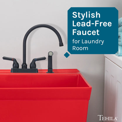 Tehila Black Finish Gooseneck Faucet with Side Sprayer