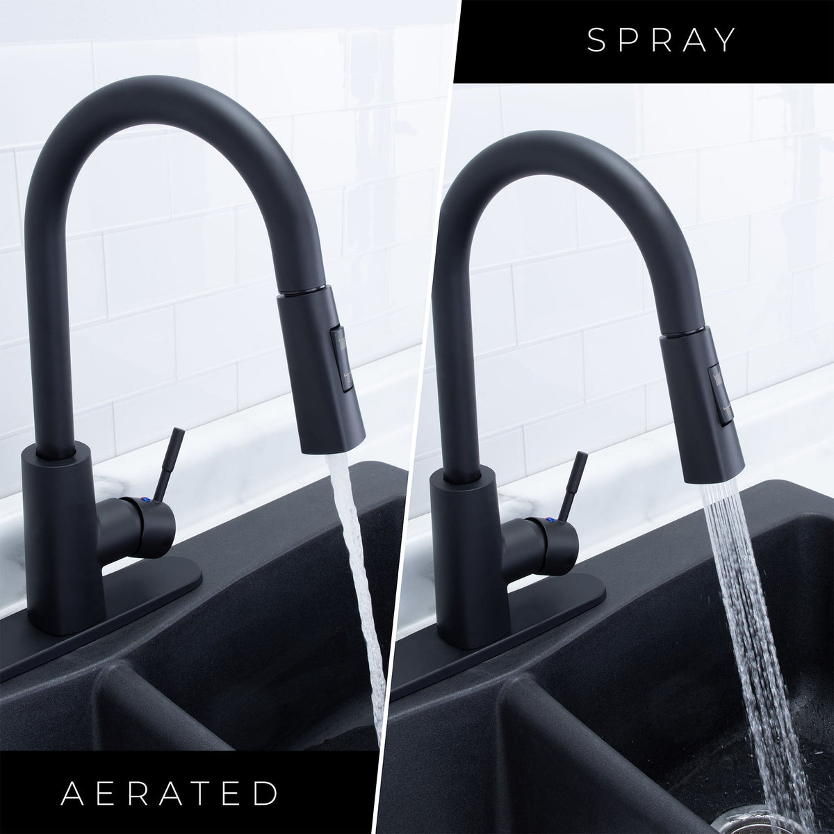 Tehila Black Finish High-Arc Pull-Down Faucet