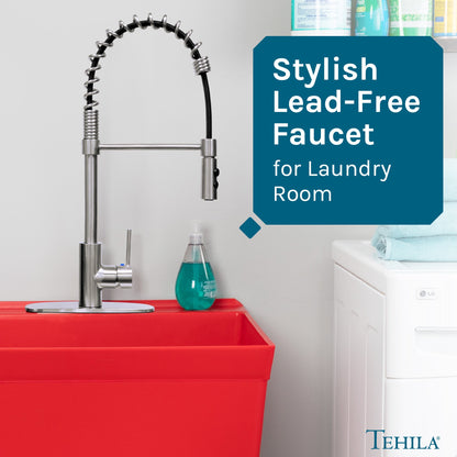 Tehila Stainless Steel Finish High Arc Coil Pull-Down Faucet
