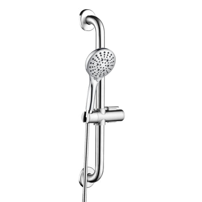 Stainless Steel Slide Bar Grab Rail Set  Includes Handheld Shower Head and 69'' Hose