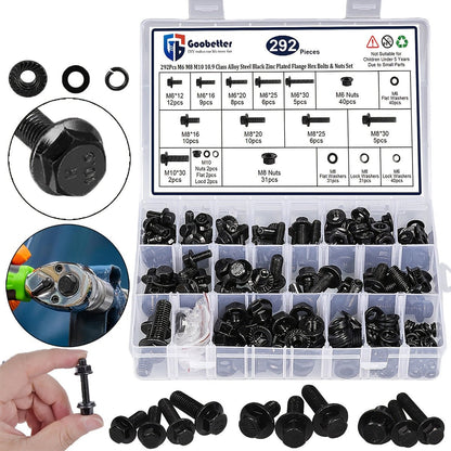 M6/M8/M10 Flange Bolt Kit (549PCS) | Hex Bolts, Nuts & Washers
