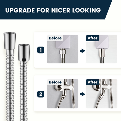118-Inch Extra Long Stainless Steel Handheld Shower Hose with 360° Swivel