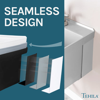 Tehila Standard Wall-Mounted Grey Utility Sink with Stainless Steel Finish Pull-Out Faucet