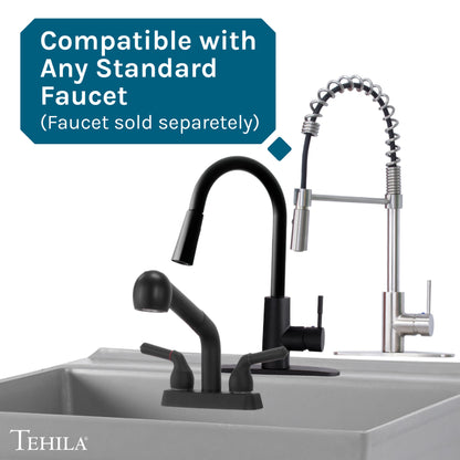 Tehila Standard Wall-Mounted Grey Utility Sink, Water Supply Lines Included