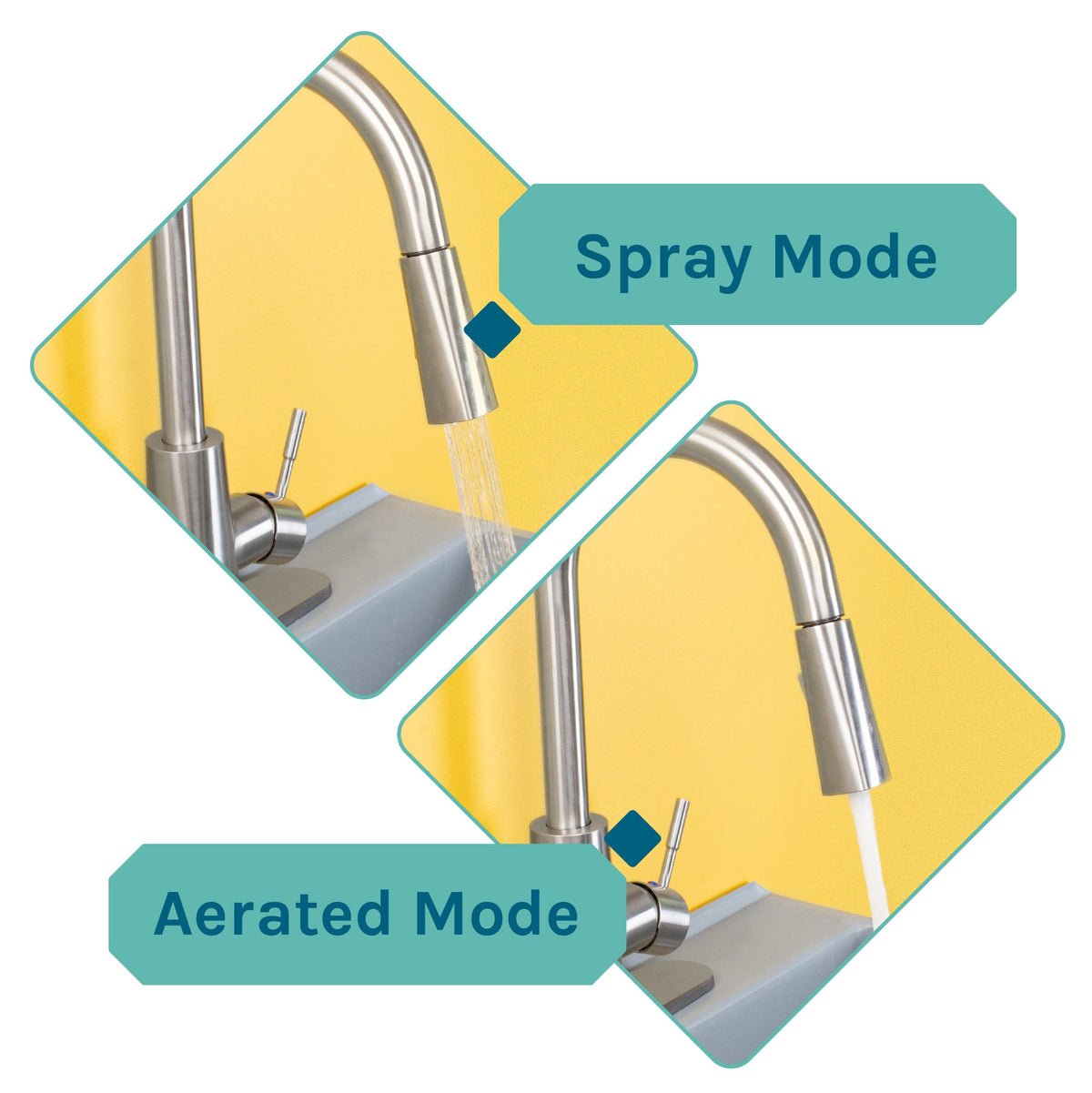 Tehila Standard Freestanding Grey Utility Sink with Stainless Steel Finish High-Arc Pull-Down Faucet