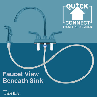 Tehila Space Saver Freestanding Grey Utility Sink with Chrome Finish Gooseneck Faucet and Side Sprayer