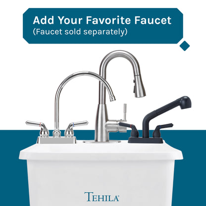Tehila Space Saver Freestanding White Utility Sink