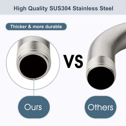 16 Inch L-Shaped Stainless Steel Shower Arm Extension for Rainfall Shower Heads