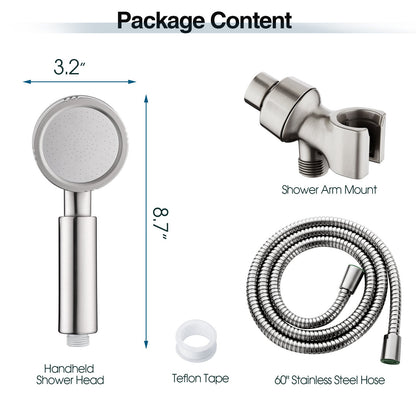 High Pressure Handheld Shower Head Kit, Handheld Shower with 60 Inch Hose and Bracket