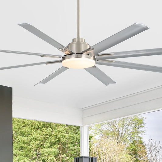 DC Motor Ceiling Fan With Dimmable Light And 8 Blade Aluminum Blades - Nickel