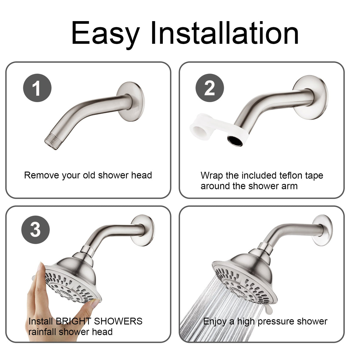 9-Spray Rain Shower Head-Angle Adjustable Fixed Shower Head