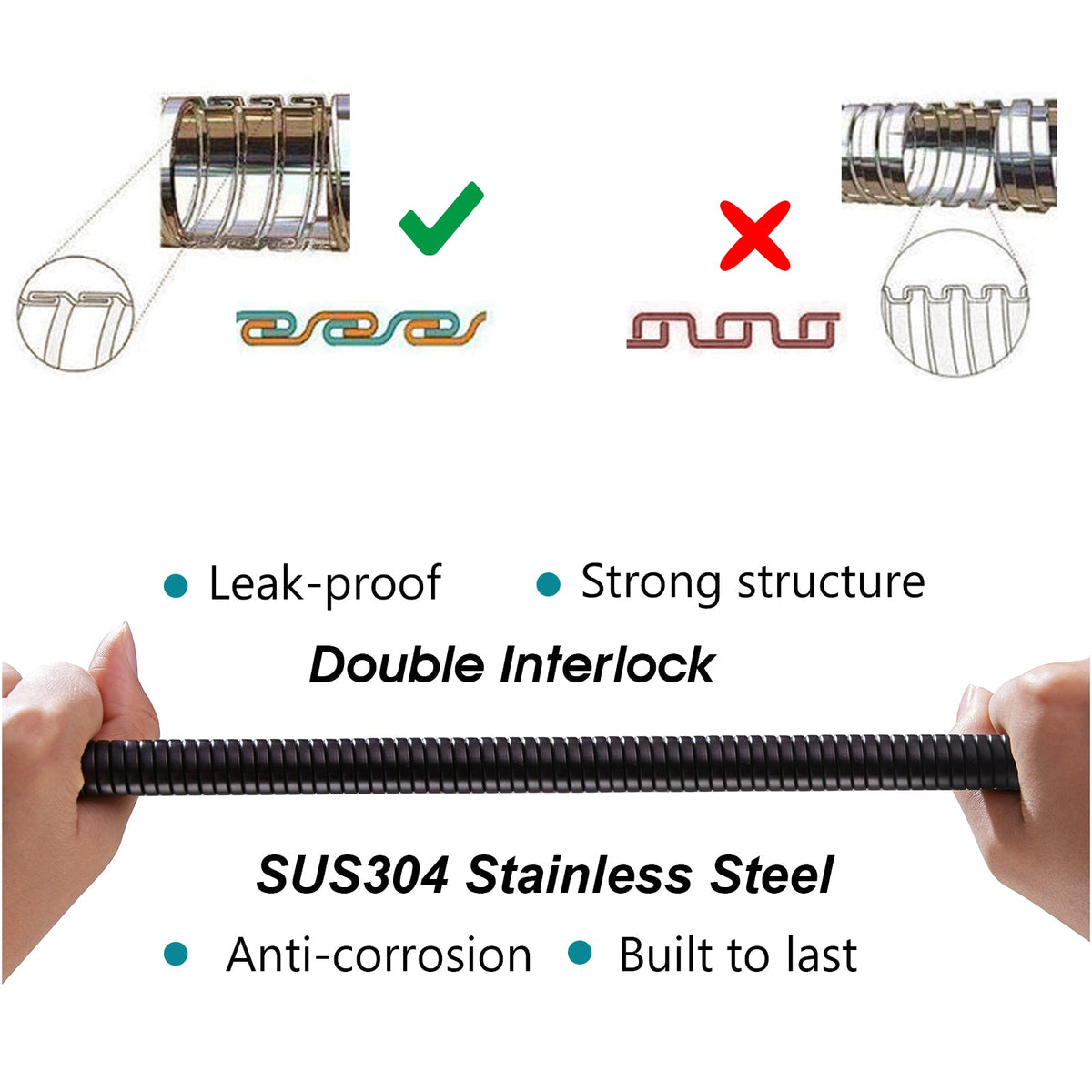 59 Inch Shower Hose For Hand Held Shower Heads-Stainless Steel Hose